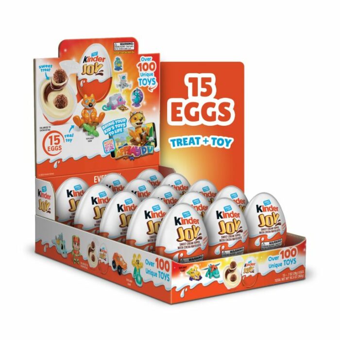 【Flash Sale】Kinder Joy Eggs, Sweet Cream and Chocolate Wafers with Toy Inside, Great for Holiday Stocking Stuffers, 10.5 oz each, 15 Eggs