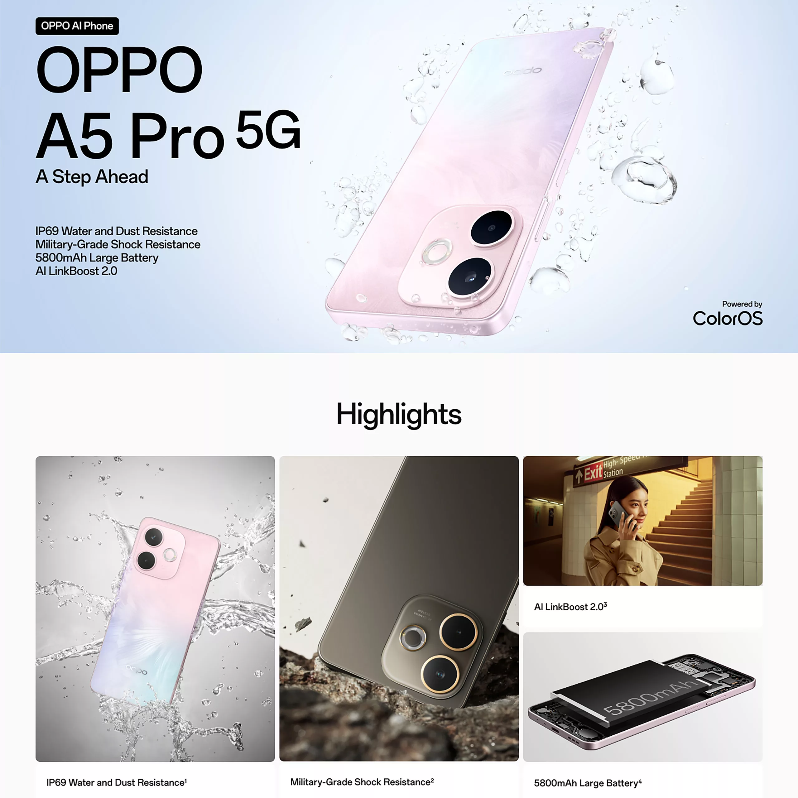(Exclusive for new users)OPPO A5 Pro 5G 12(6+6GB) + 128GB / 2 Year Local Warranty / IP69 Water&Dust Resistance / 5800mAh Battery AI LinkBoost 2.0