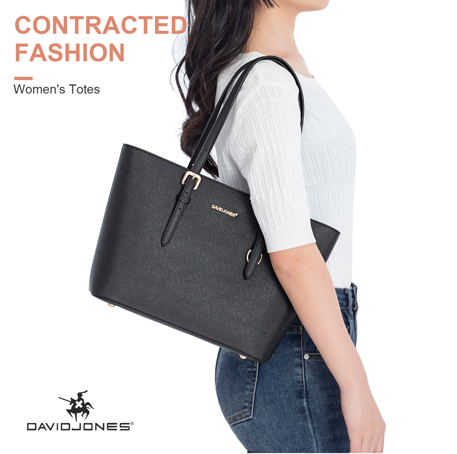 DavidJones Women's Medium PU Leather Tote Bag