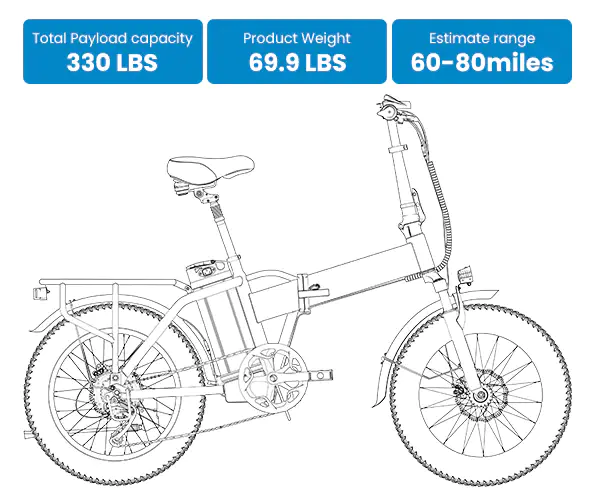 Foldable electric bicycle Up to 100Mile,35mph